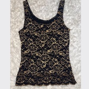 Black & gold lace tank top